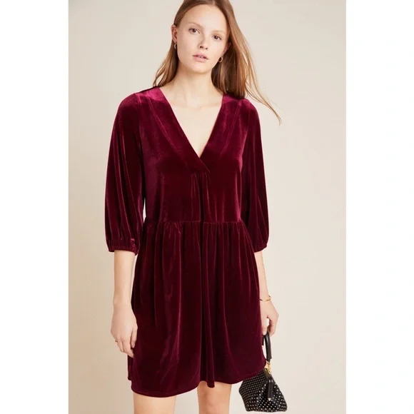 Anthropologie Greta Velvet Tunic Dress - Picture 1 of 4